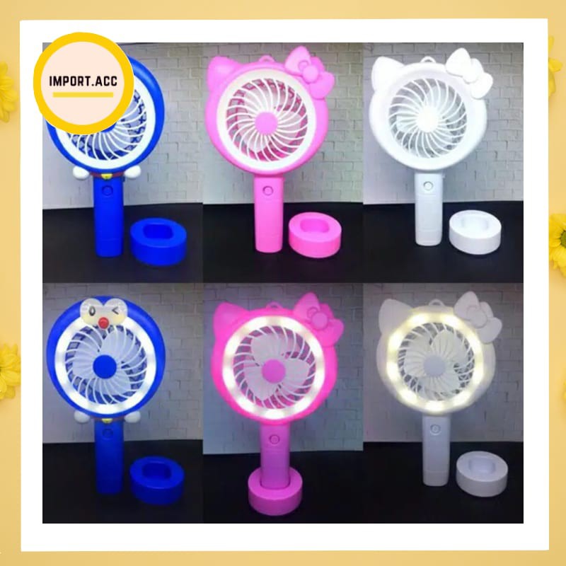 Kipas Angin Lampu Led Hand Mini Fan Usb Portable Karakter [import]