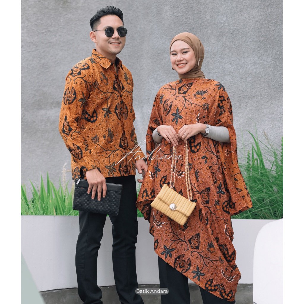 Batik Couple Modern Kondangan Keluarga Set Kaftan Paris CPL WAHYU SOGAN