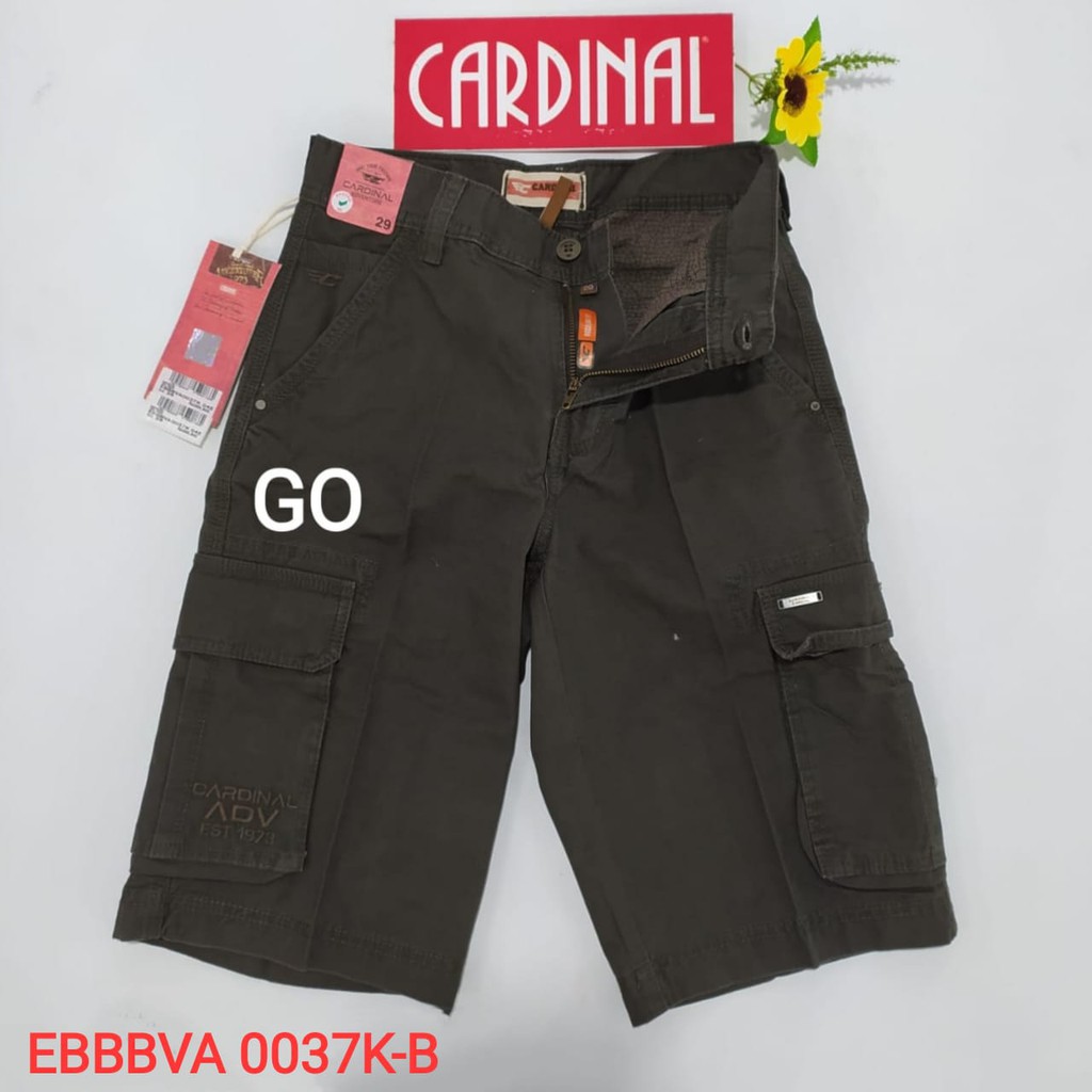 gof CARDINAL EBBBVA Pakaian Pria Celana Pendek Cargo Kempol Katun Polos Casual Original Bawahan Pria