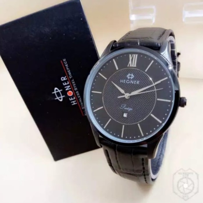 Hegner 5007 - Jam Tangan Kasual Pria Murah Anti Air - Analog Quartz - Tali Kulit - Original