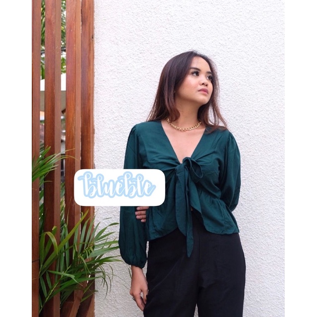 FLORY TOP BLOUSE OUTER • Blueble •-emerald green