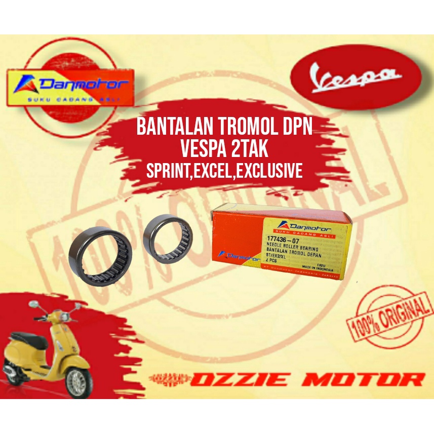 DANMOTOR VESPA LAHER BAMBU/BANTALAN TROMOL DEPAN VESPA 2TAK ORIGINAL