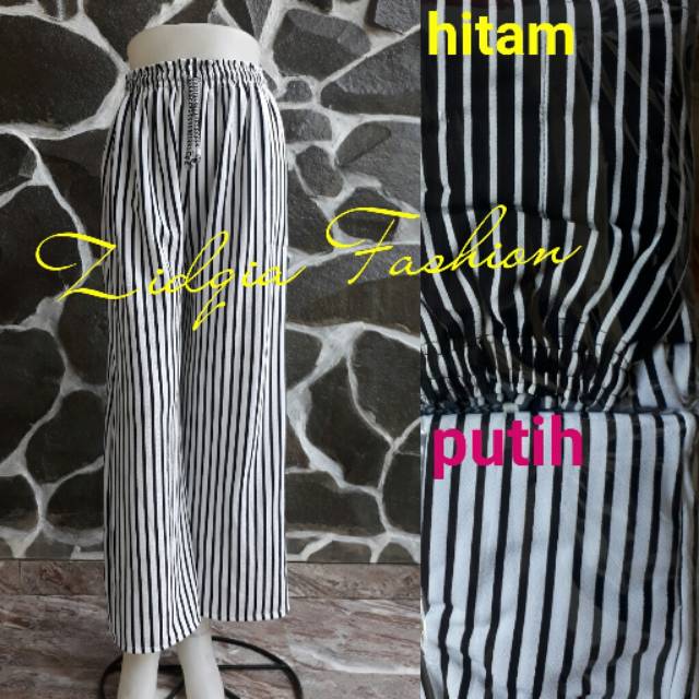 Celana kulot waffle motif salur dan polos