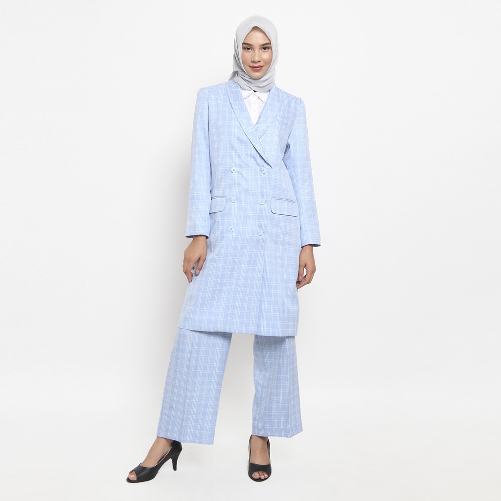 KLA by Itang Yunasz - Blazer Panjang Stelan Celana Sylvia Blue
