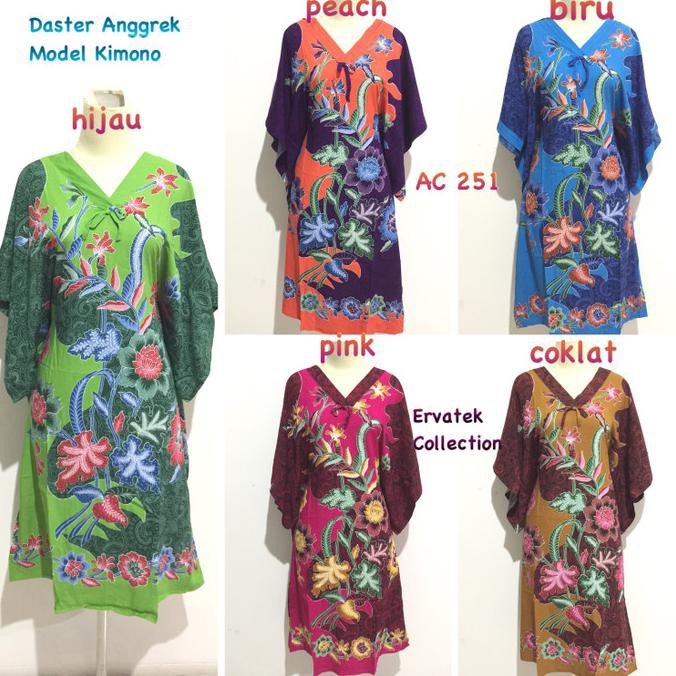 Best Seller # Daster Anggrek Batik Ac 251 Model Kimono Baju Tidur Katun Halus Ibu