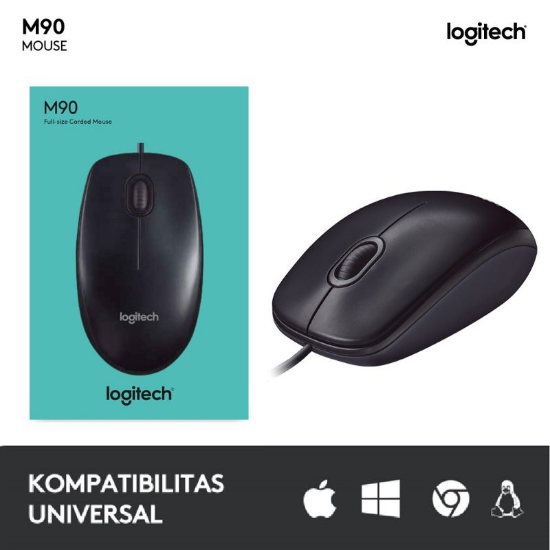 Mouse Usb Optical Logitech B100, M90 Optical Wired USB Original Garansi Resmi