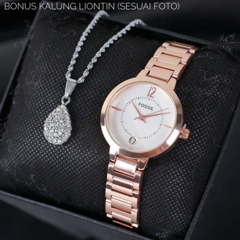 JAM TANGAN WANITA F*SSIL SET KALUNG