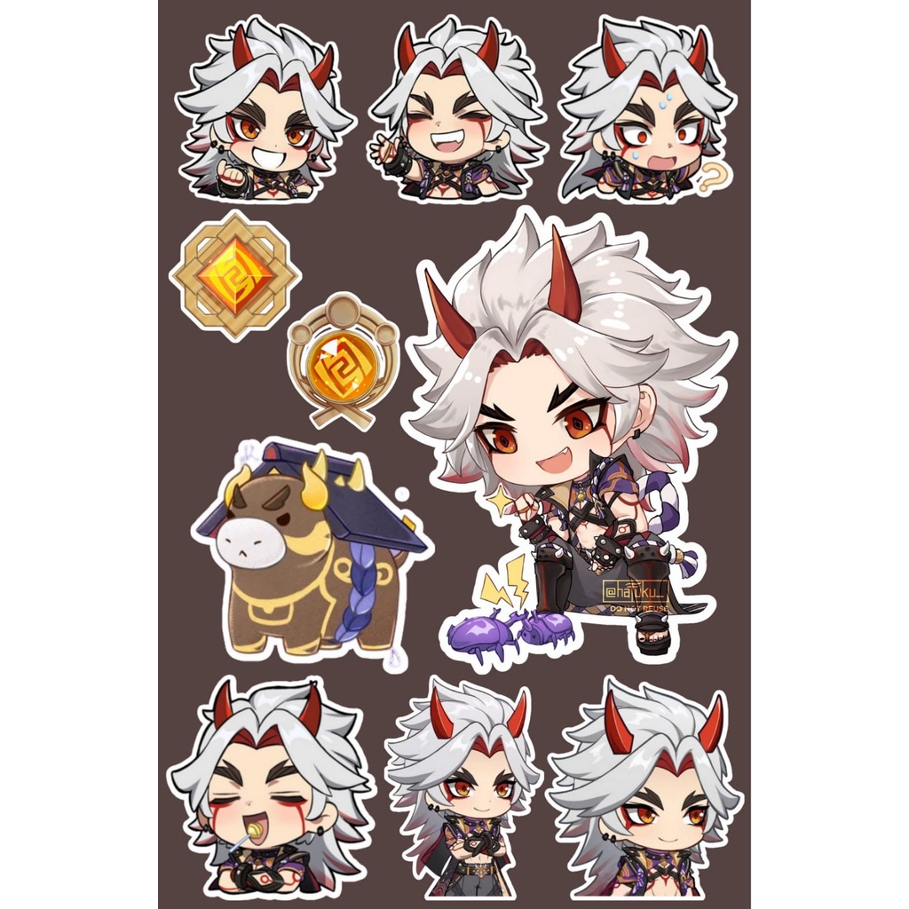 (COD) sticker pack GENSHIN IMPACT karakter chibi itto kamisato kazuha zhongli