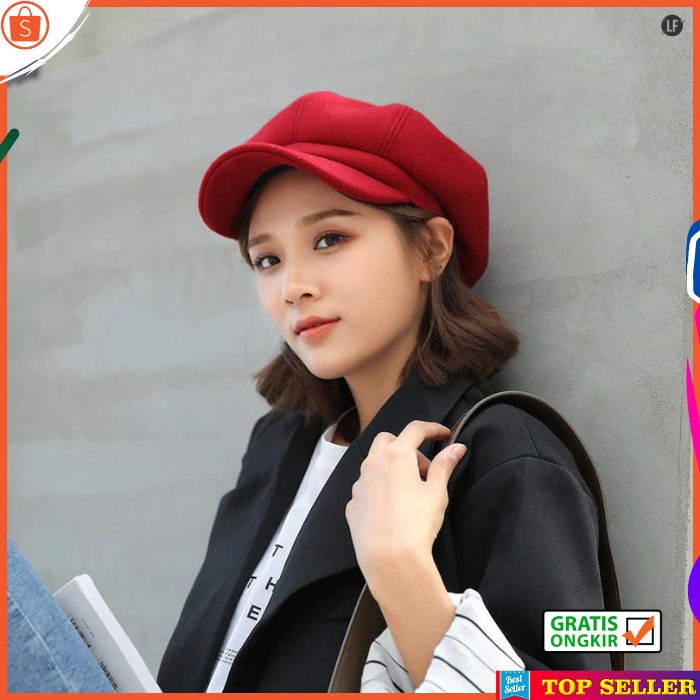 Topi Baret Wanita Korea Kekinian Visor Cap Fashion Women Paris H12