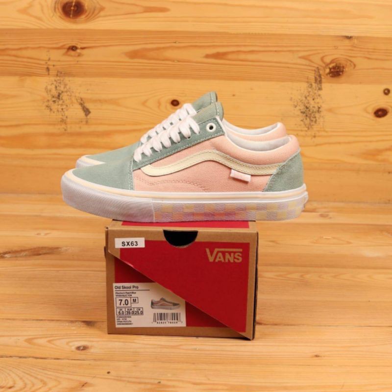 vans old skool pro washout peach blue