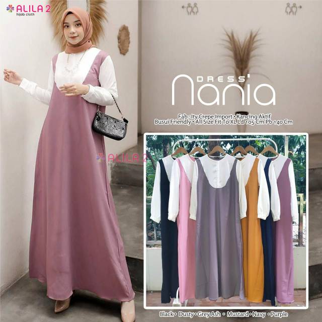 Nania dress / dress gamis maxi busui friendly