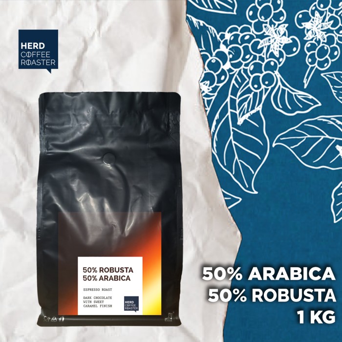 

TERBARU Kopi 50:50 Blend Espresso Blend 1 KG Herd Coffee - Whole Beans