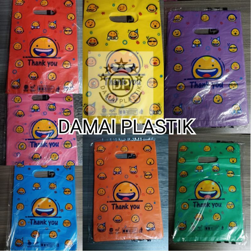 Kantong Plastik Pond Oval Motif Smile Emoji 25X35 Cm Shoping Bag Plastik Pack Online Shop Thank You Terima Kasih 25 X 35