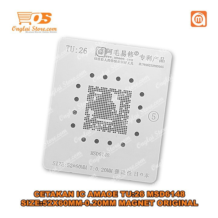 CETAKAN IC AMAOE TU:26 MSD6148 SIZE:52X60MM-0.20MM MAGNET BAHAN JEPANG ORIGINAL