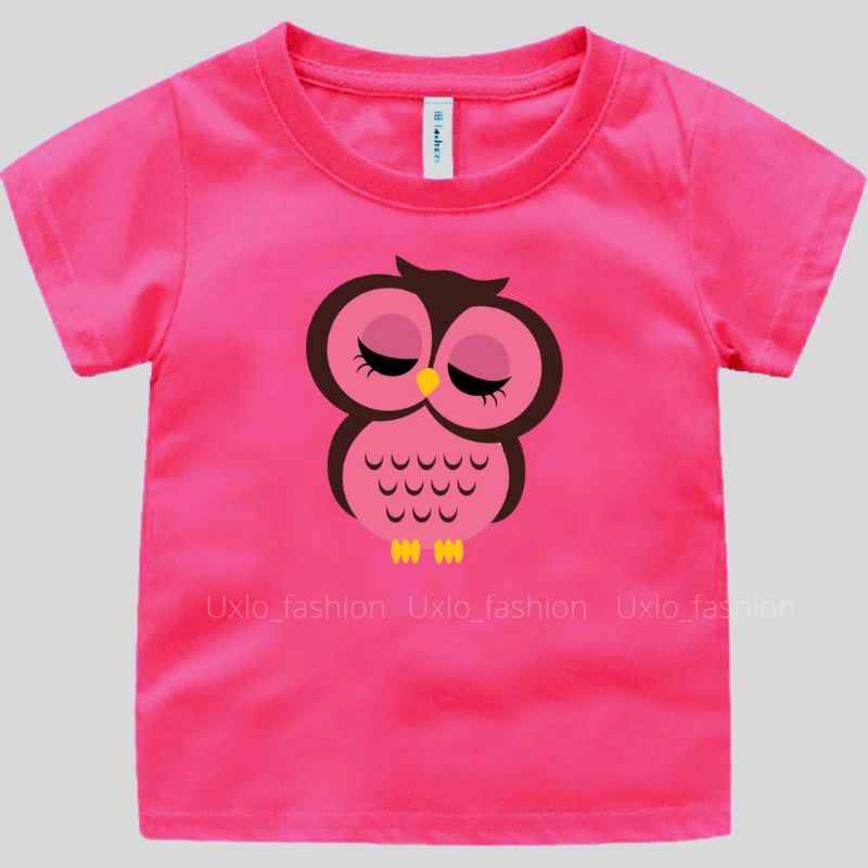 Baju Kaos Anak Perempuan Murah Motif Owls Sablon Digital Umur 2 3 4 5 6 7 8 9 Tahun Uxlo Fashion