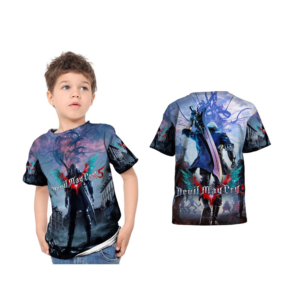 Baju Kaos T-shirt Anak Lengan Pendek DEVIL MAY CRY 5 Fullprint New