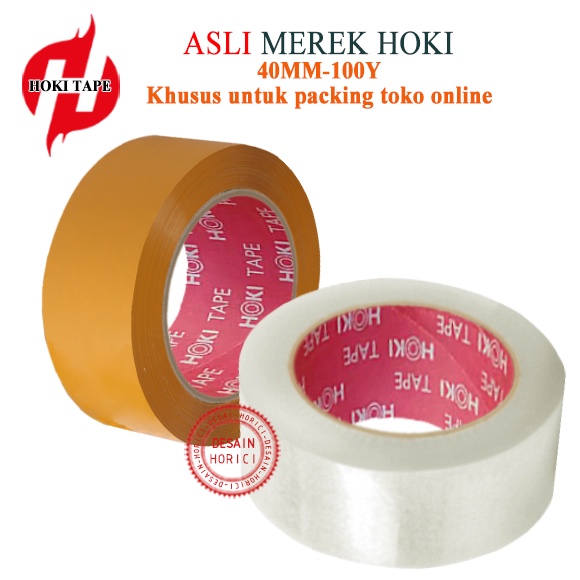 40mmx100Y ASLI MEREK HOKI KHUSUS UNTUK PACKING TOKO ONLINE MURAH / FULL PANJANG LAKBAN BENING DAN COKLAT ISOLASI HOKI TAPE