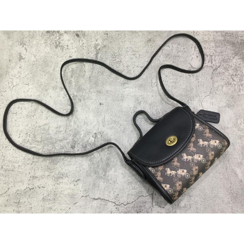 Coach Turnlock Top Handle With Horse And Carriage Print