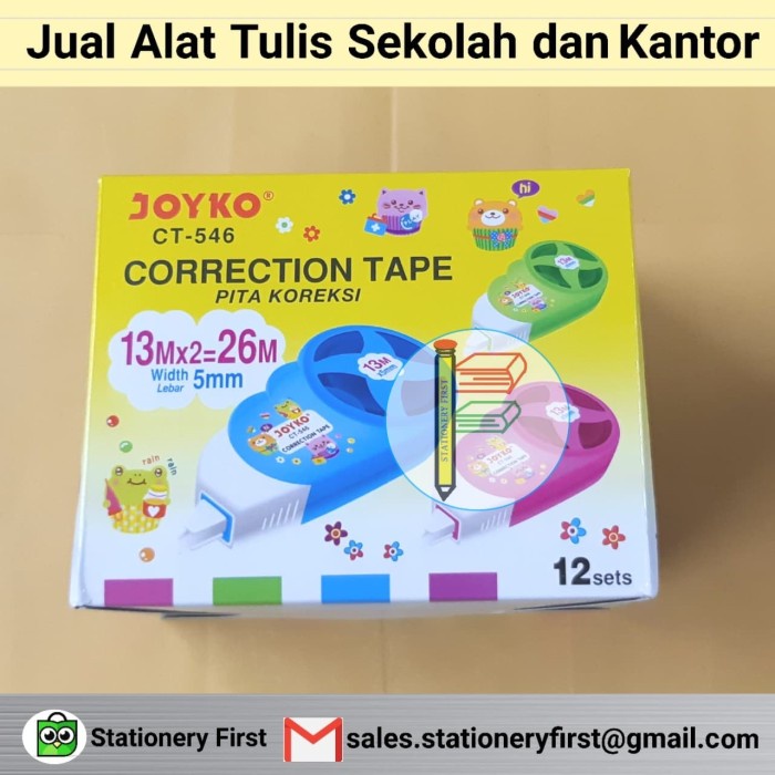 

Hadir Correction Tape Joyko Ct-546 13M + Free 1Pc Refill Ecer Sale!!!