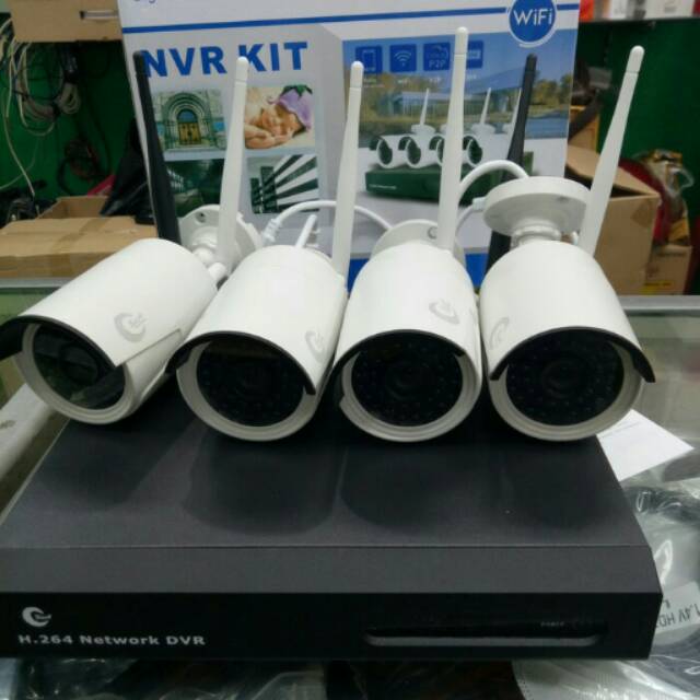 Nvr kitt 4channel/paket cctv wereles/ip camera murah