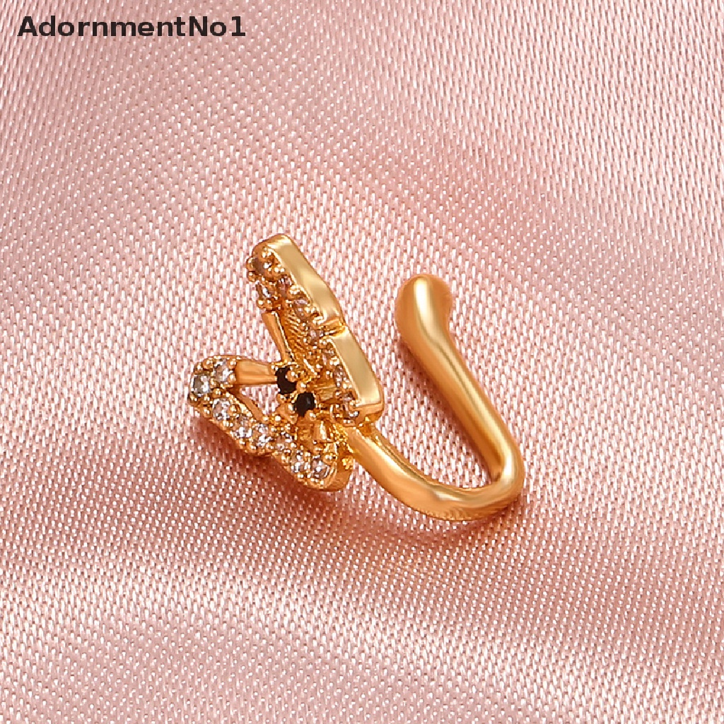 (AdornmentNo1) Anting Jepit Hidung Tanpa Tindik Model Kupu-Kupu Kristal Untuk Wanita