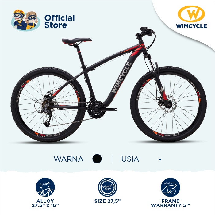 Sepeda Gunung MTB Wimcycle Storm - Hitam