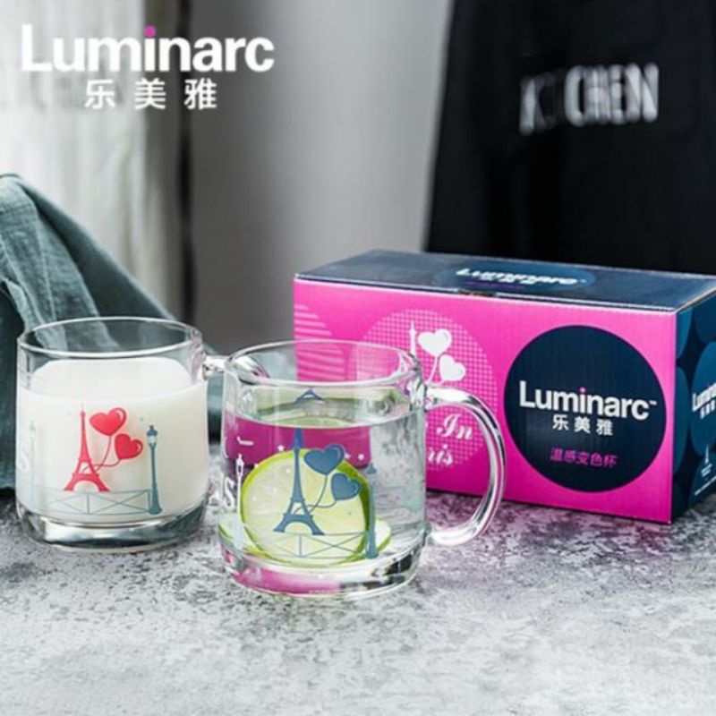 Luminarc set 2 gelas mug cangkir couple valentines 380ml