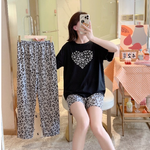 Leisure Wear LW079 Piyama 3 in 1 | Piyama Lengan Pendek | Baju Tidur Impor | Baju Tidur 3in1 setelan