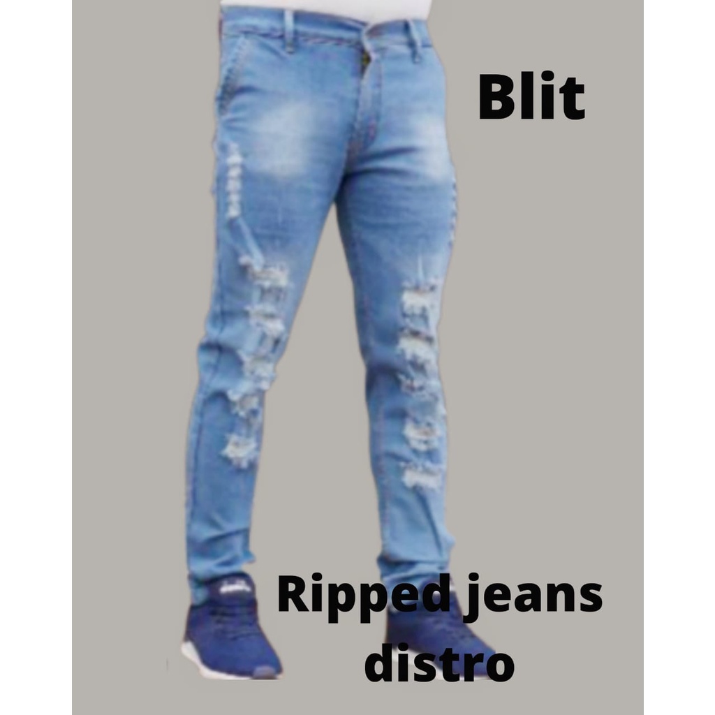 Celana jeans ripped/celana skinny sobek/CELANA JEANS PANJANG PRIA