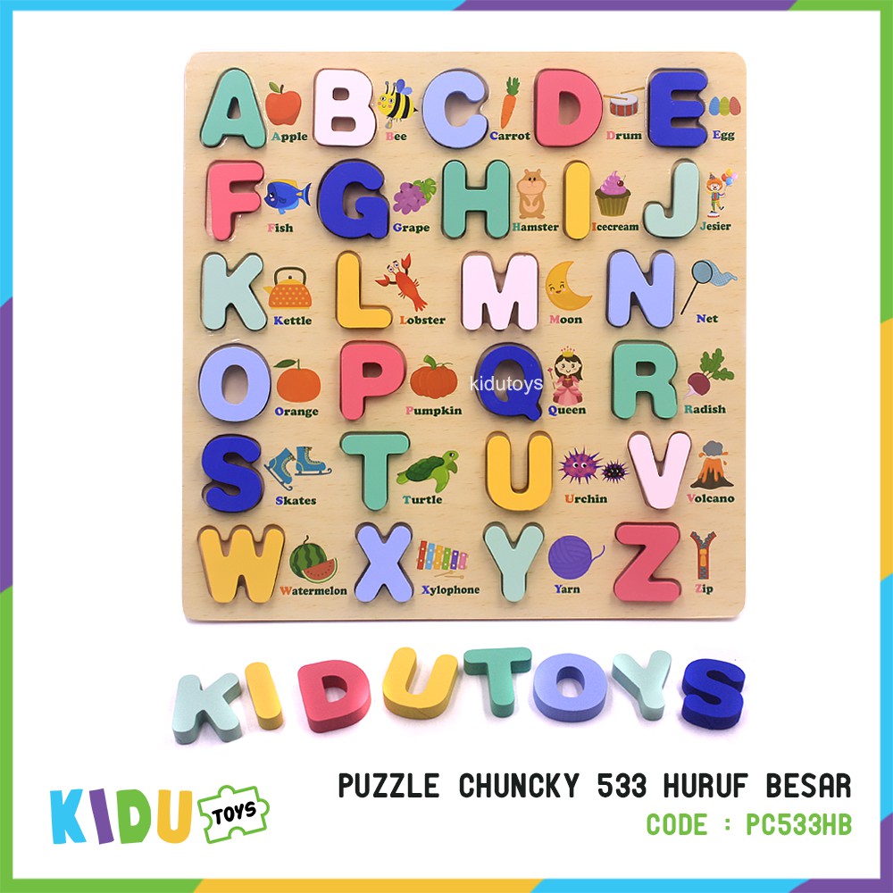 Mainan Anak Puzzle Chuncky 533 / Huruf Besar / Angka 1 Sampai 20 Kidu Toys