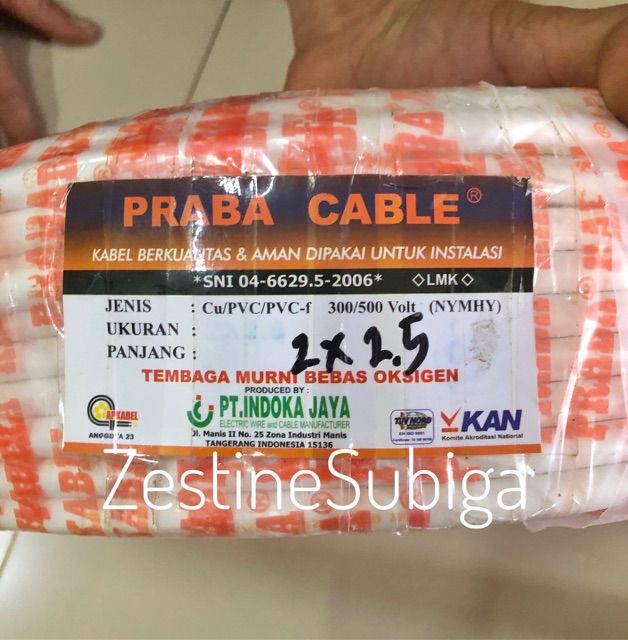 Kabel Serabut NYMHY 2 x 2,5 per roll 50 Meter Praba