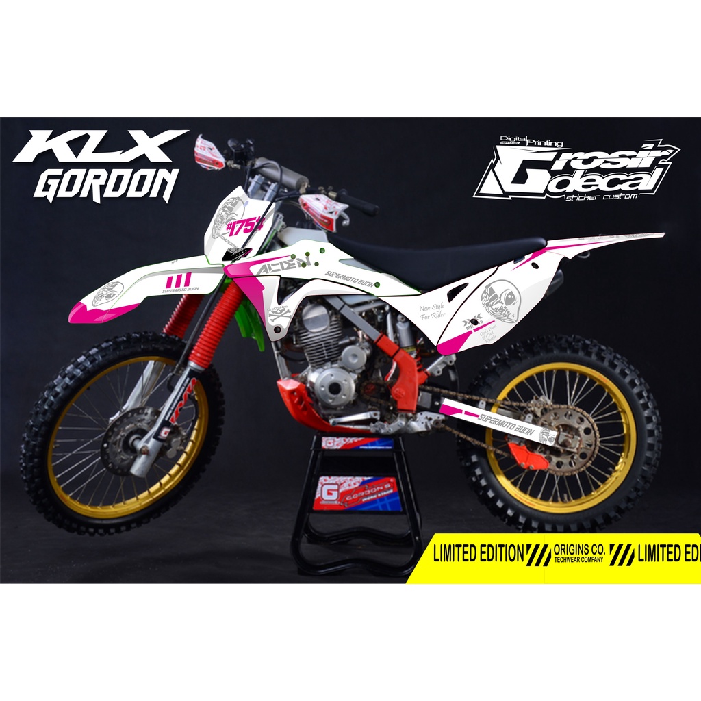 STIKER DECAL KLX GORDON SUPERMOTO PUTIH STIKER GORDON PUTIH FULLBODY