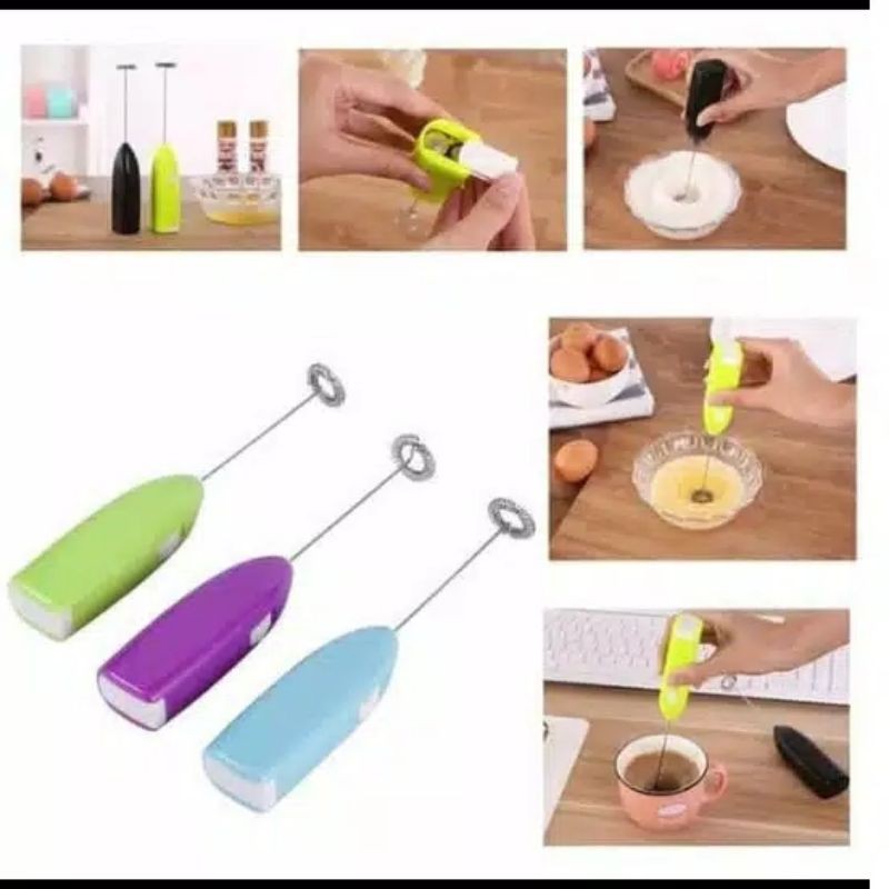 Milk Frother Pengaduk Minuman Pembuih Susu Kopi Pengocok Telur Mixer Tangan Hand Mixer Mini Baterai