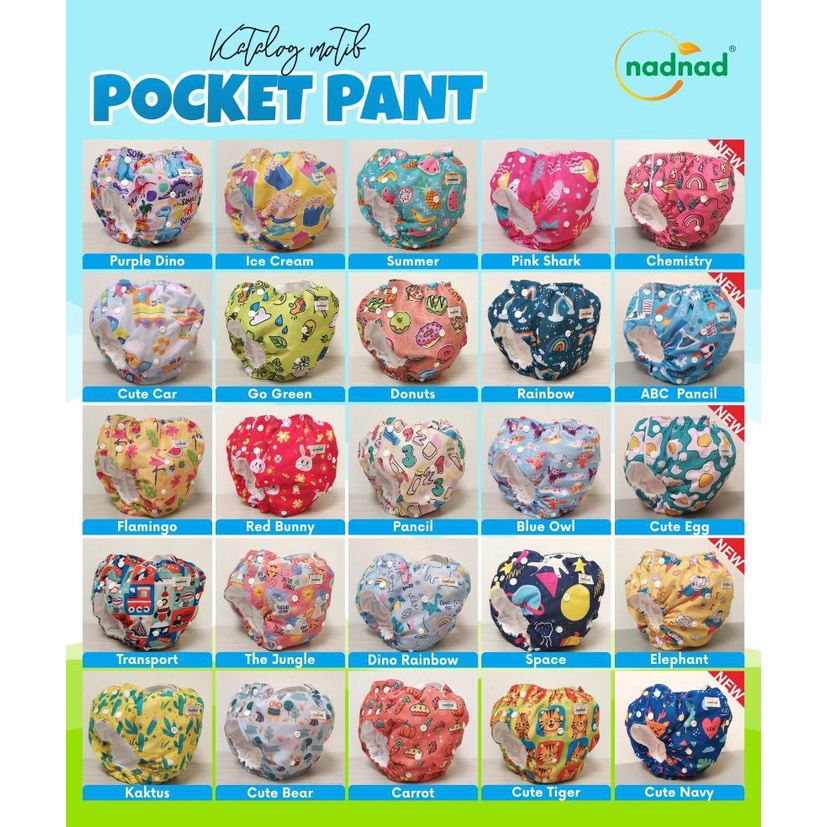 Clodi Bayi NadNad by Sakina Pocket Pants 7-25 kg Clody Kain Celana Popok Cuci Ulang