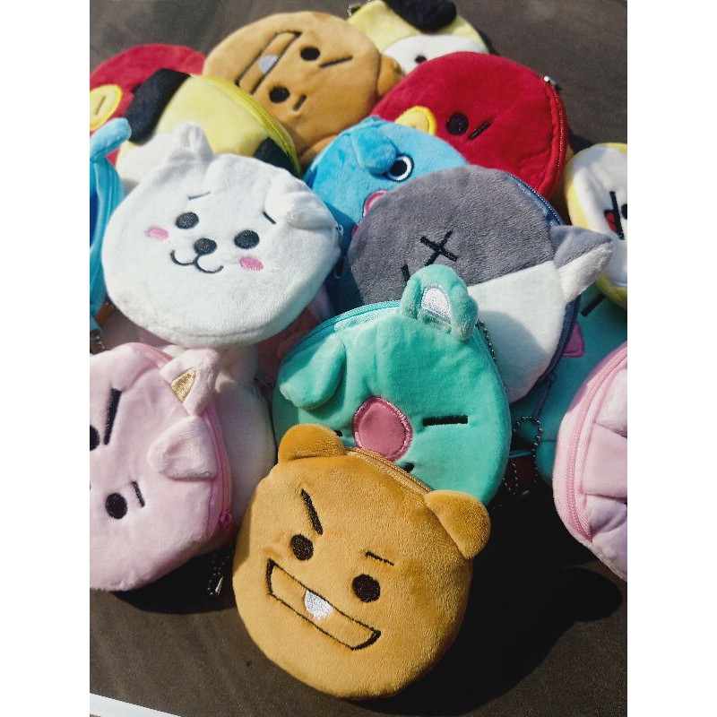 Dompet Koin BTS Bahan Bulu Boneka Tebal Halus Import HighQuality