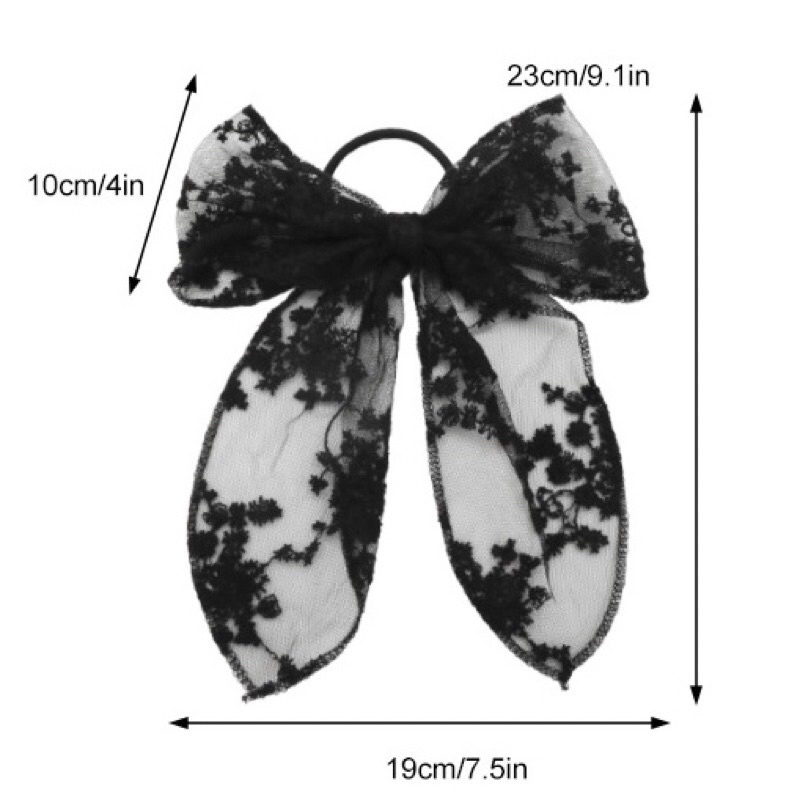 Hairpin Lace Flower Big Bow Women Girls Cute Hairpins Hair Rope Ribbon Clip Ornament Fashion Headband Black Accessory Embroidery Flowers Net Aksesoris Rambut &quot;WD001&quot; Ikat Pita Iketan Hitam Kunciran Kuncir Cute Murah