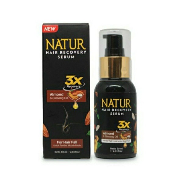 Natur Hair Recovery Serum Almond &amp; Ginseng Oil Rambut Rontok