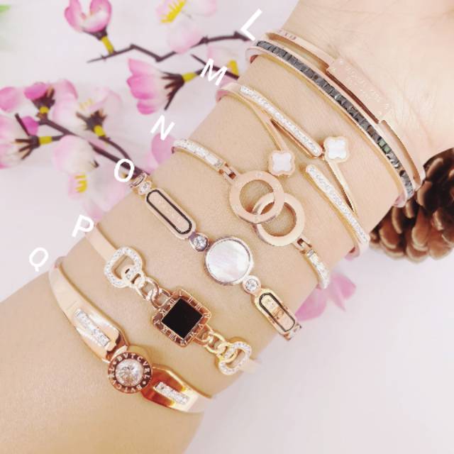 Gelang bangle korea asli titanium anti karat dan alergi GBT-24