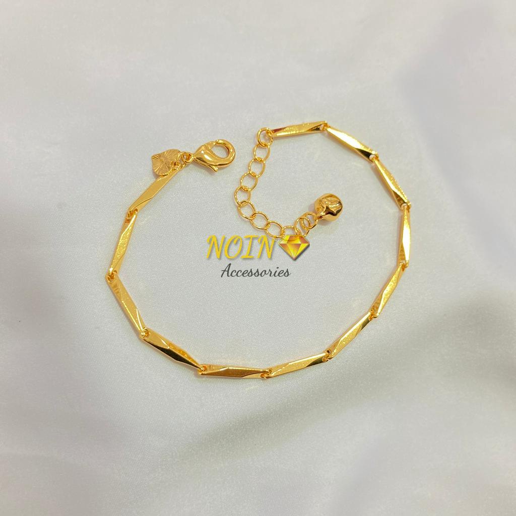 Gelang Tangan Model Balok Lapis Emas Aksesoris Fashion