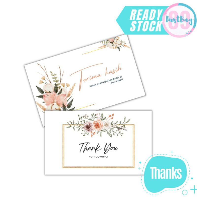 THANK YOU CARD KARTU UCAPAN TERIMA KASIH KARTU SOUVENIR GREETING CARD READY STOK