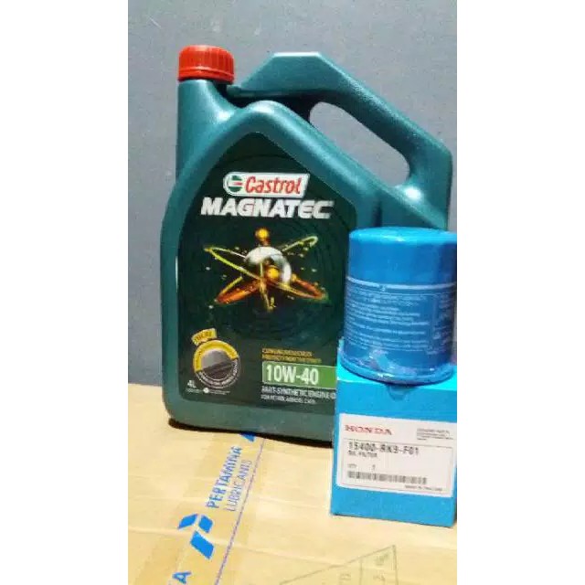 PAKET OLI CASTROL MANETEC 4 LITER DAN FILTER OLI HONDA JAZZ.CRV.MOBILIO.BRV.BRIO.CITY