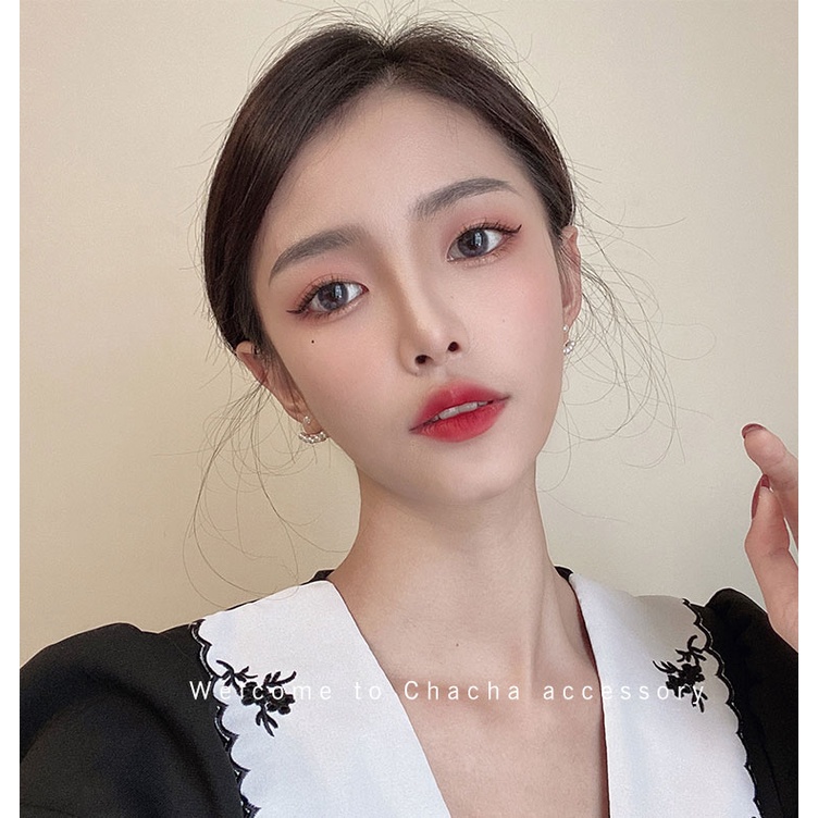 Sterling silver jarum mutiara anting-anting wanita temperamen Korea pribadi telinga studs 2020 baru