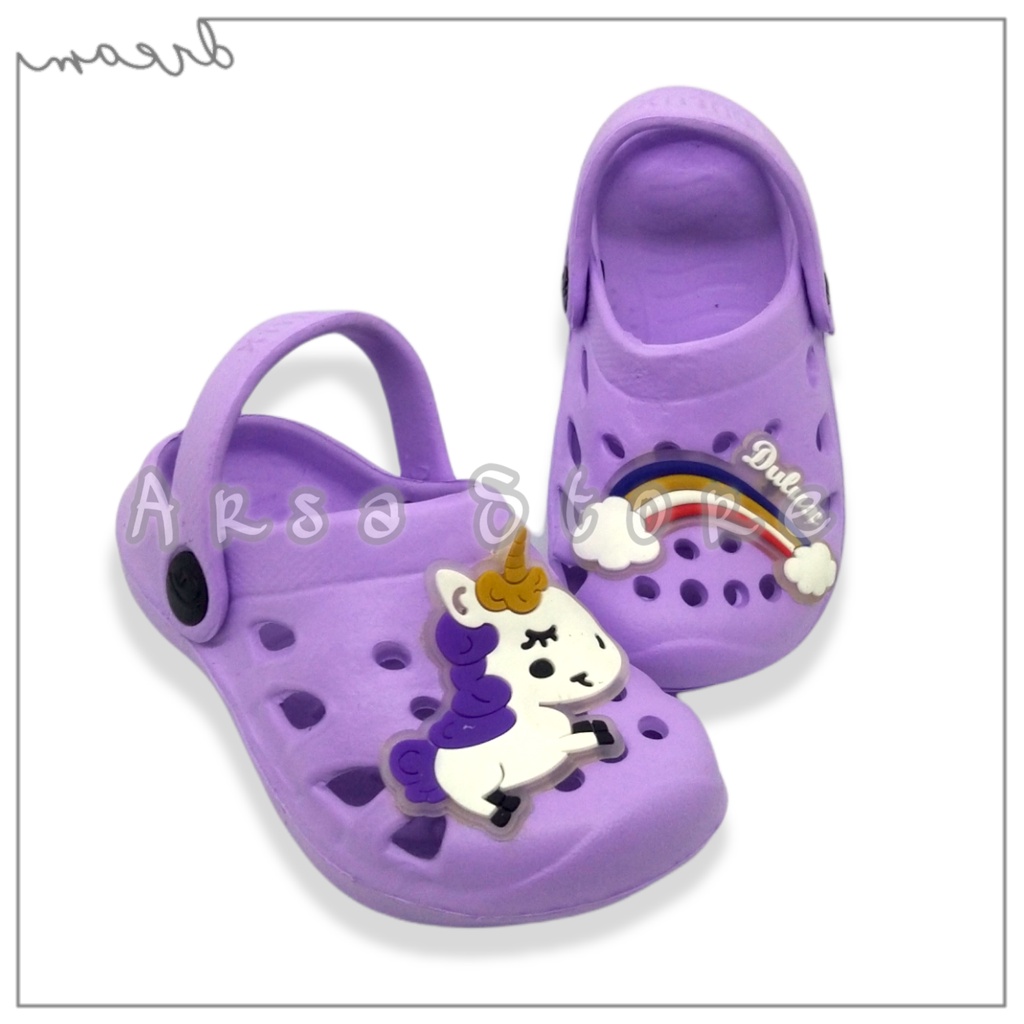 Sandal Baim Unicorn Anak Perempuan, Sendal Sepatu Murah Kuda Poni Anak Cewek Umur 1 2 3 Tahun