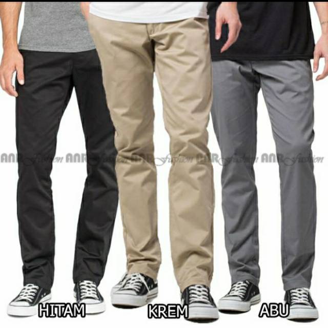  Celana  panjang  chino  xhinos cino pria cowok abu muda hitam 