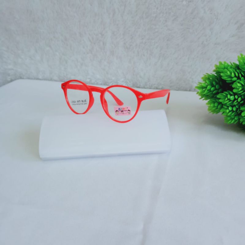 90. YN419AB. Kacamata Anak Lensa BlueRay (Anti Radiasi Sinar Biru). Aman Main HP & Daring Seharian.-Red