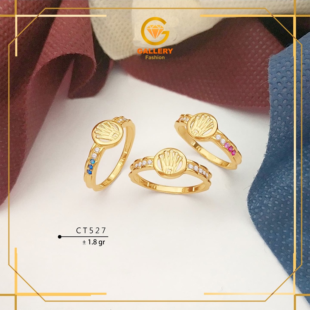 CINCIN EMAS ASLI KADAR 300 (6 KARAT) DAN 375 (8 KARAT) KODE CT 527 MODEL LOGO MAHKOTA TERKENAL RING 