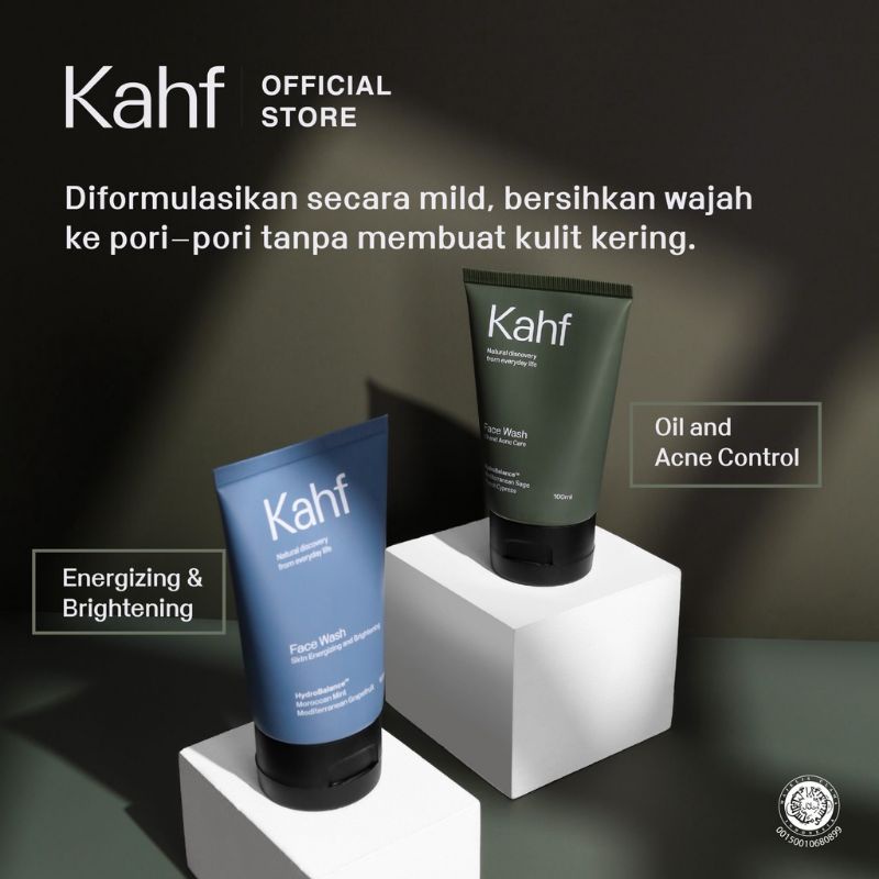 [100ml] Kahf Face Wash | Facial Wash Skin Energizing &amp; Brightening | Oil And Acne Care | Gentle Exfoliating Face Scrub | Triple Action Oil And Comedo Defense