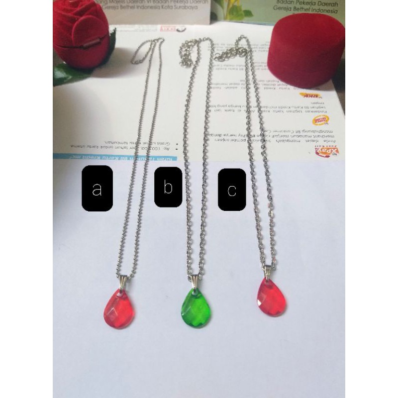 Kalung wanita stainlis nuri/ Liontin hati cristal