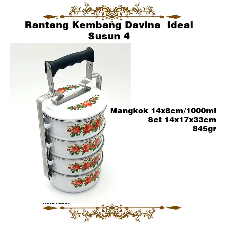 Rantang Kembang Davina Ideal 14cm Susun 4