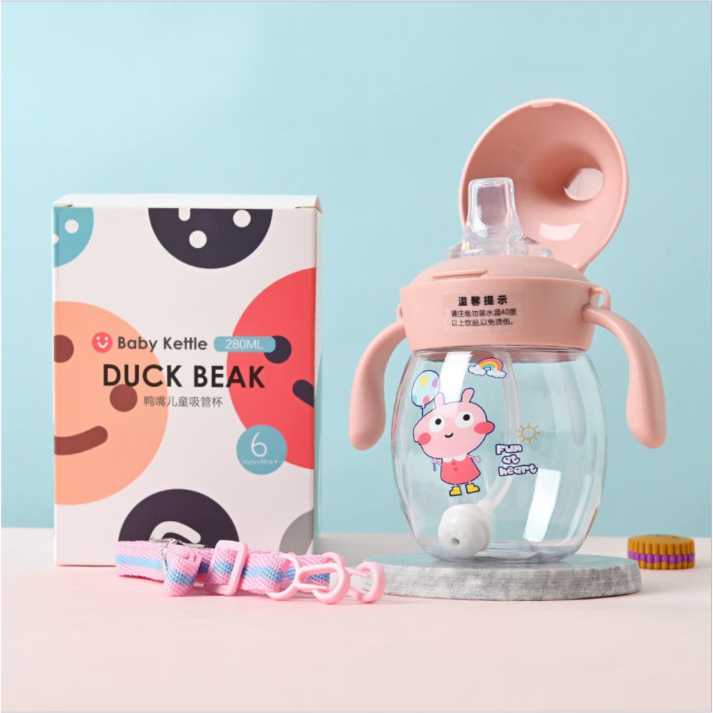 [SmallBell Shop]Karakter rabbit Bear Tutup Clip/Botol Jerami Anak/Botol Minum Anak/import/botol Kartun 280-450ML/